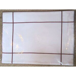 Pampered Chef Red-Striped Windowpane White Cotton Placemat Set Of 2